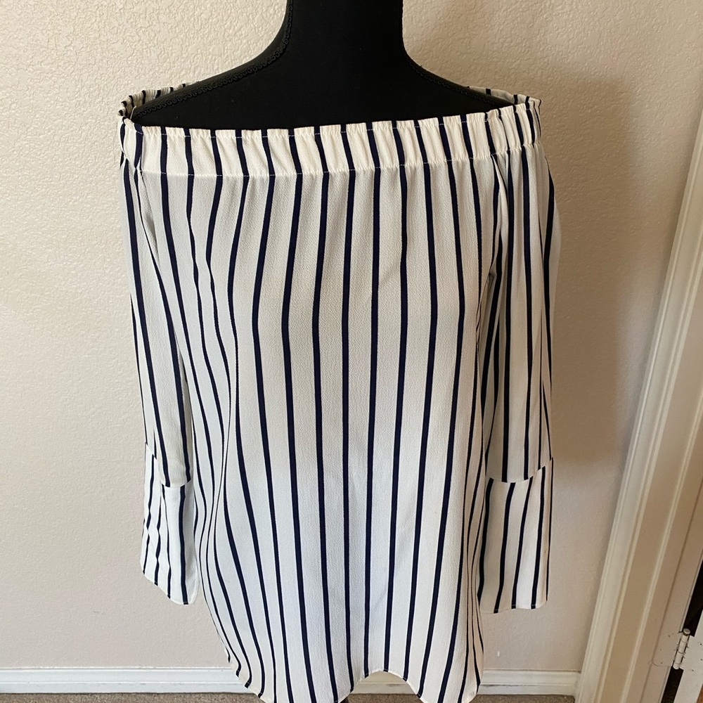 Off shoulder striped top